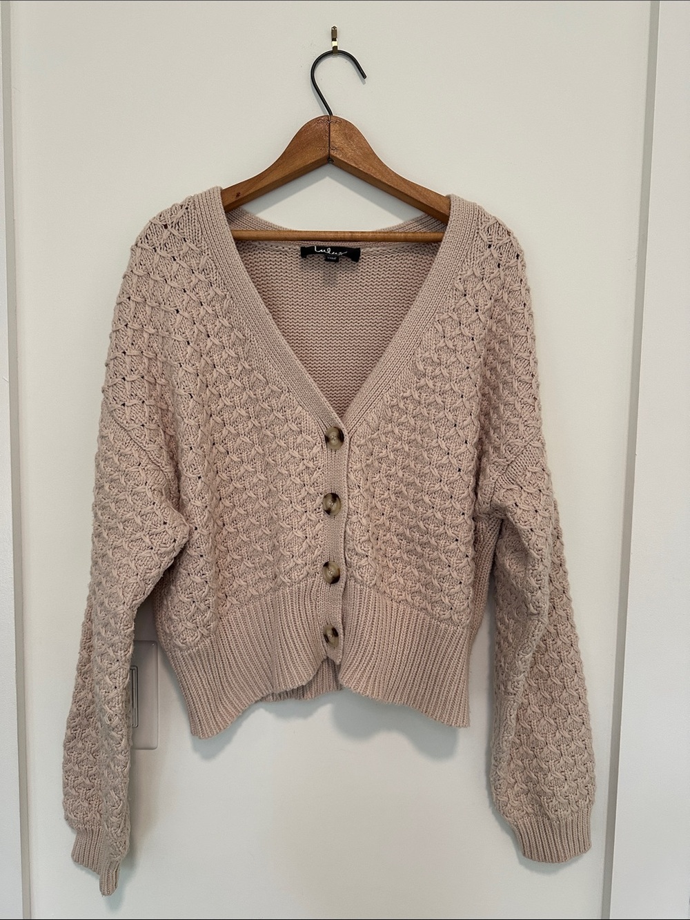 Lulus Cream Knit Button Cardigan